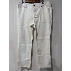 St John's Bay Women's White Denim Straight Leg‎ Stretch Jeans Pants Size 18